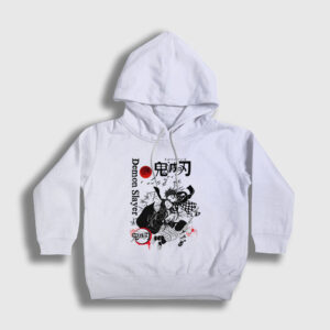 Tanjiro Nezuko V2 Anime Demon Slayer Kimetsu No Yaiba Çocuk Kapşonlu Sweatshirt beyaz