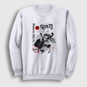 Tanjiro Nezuko V2 Anime Demon Slayer Kimetsu No Yaiba Sweatshirt beyaz