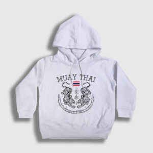 Thailand Kaplan Ufc Mma Muay Thai Çocuk Kapşonlu Sweatshirt beyaz