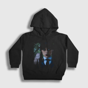 Thing And Wednesday Addams Family Addams Ailesi Çocuk Kapşonlu Sweatshirt siyah