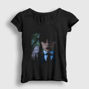 Thing And Wednesday Addams Family Addams Ailesi Kadın Tişört siyah