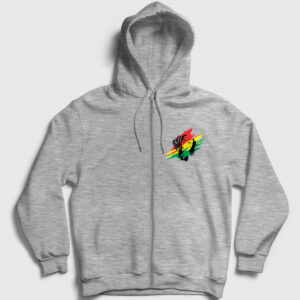 Think Bob Marley Fermuarlı Kapşonlu Sweatshirt gri kırçıllı