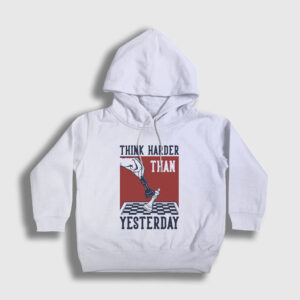 Think Harder Chess Satranç Çocuk Kapşonlu Sweatshirt beyaz