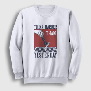 Think Harder Chess Satranç Sweatshirt beyaz