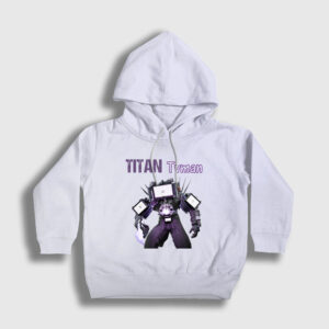 Titan Tvman Skibidi Toilet Çocuk Kapşonlu Sweatshirt beyaz