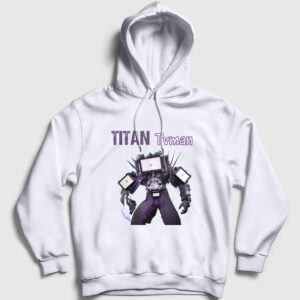 Titan Tvman Skibidi Toilet Kapşonlu Sweatshirt beyaz