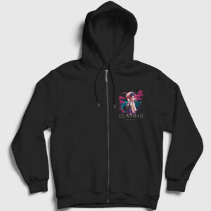 Tomoya Nagisa Anime Clannad Fermuarlı Kapşonlu Sweatshirt siyah
