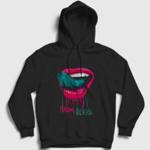 Tongue Dil Dudak Falling In Reverse Kapşonlu Sweatshirt siyah