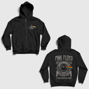 Tour V2 Pink Floyd Sırt Baskılı Fermuarlı Kapşonlu Sweatshirt siyah