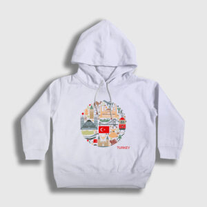 Tourist Turist İstanbul Türkiye Turkey Çocuk Kapşonlu Sweatshirt beyaz