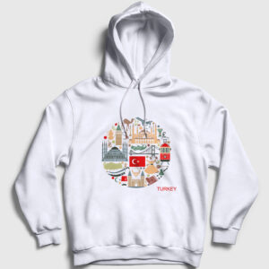 Tourist Turist İstanbul Türkiye Turkey Kapşonlu Sweatshirt beyaz