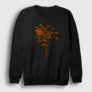 Tree Leaves Fox Tilki Sweatshirt siyah