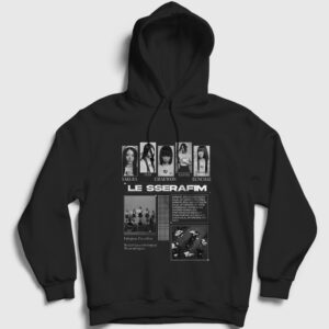 Unforgiven K-Pop Le Sserafim Kapşonlu Sweatshirt siyah