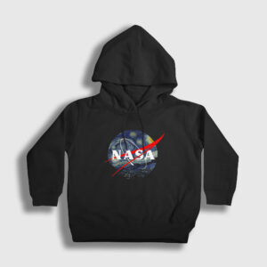 Van Gogh Logo Nasa Space Uzay Çocuk Kapşonlu Sweatshirt siyah