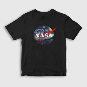 Van Gogh Logo Nasa Space Uzay Çocuk Tişört siyah