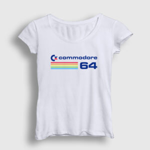 Vintage Atari Logo Commodore 64 Kadın Tişört beyaz