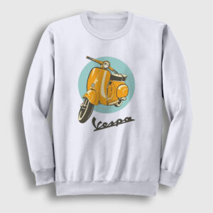 Vintage Vespa Motorsiklet Scooter Sweatshirt beyaz