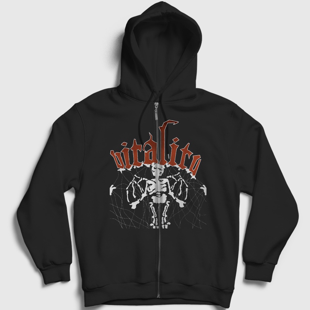 Vitality Nikolas Rendl Pyromaniac Fermuarlı Kapşonlu Sweatshirt Siyah