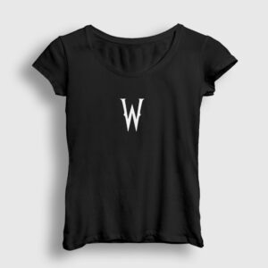 W Logo Wednesday Addams Family Addams Ailesi Kadın Tişört siyah