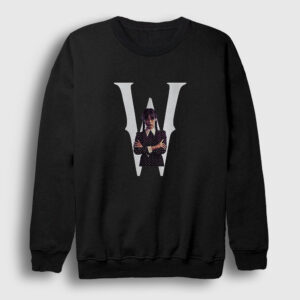 W Wednesday Addams Family Addams Ailesi Sweatshirt siyah