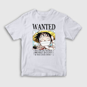 Wanted Anime One Piece Çocuk Tişört beyaz