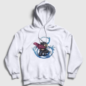 Water Giyu Tomioka Anime Demon Slayer Kimetsu No Yaiba Kapşonlu Sweatshirt beyaz