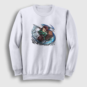 Water Tanjiro Kamado Anime Demon Slayer Kimetsu No Yaiba Sweatshirt beyaz