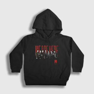 We Are Here K-Pop Monsta X Çocuk Kapşonlu Sweatshirt siyah