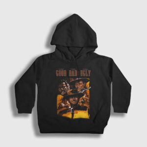 Western Film The Good The Bad And The Ugly Çocuk Kapşonlu Sweatshirt siyah