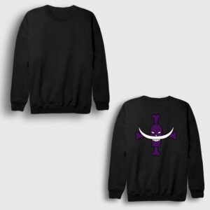 Whitebeard Tattoo Anime One Piece Sırt Baskılı Sweatshirt Siyah