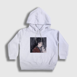 Winter Giyu Tomioka Anime Demon Slayer Kimetsu No Yaiba Çocuk Kapşonlu Sweatshirt beyaz