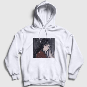 Winter Giyu Tomioka Anime Demon Slayer Kimetsu No Yaiba Kapşonlu Sweatshirt beyaz