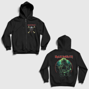 Wizard Metal Iron Maiden Sırt Baskılı Fermuarlı Kapşonlu Sweatshirt siyah