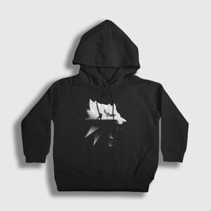 Wolf Dizi Witcher Çocuk Kapşonlu Sweatshirt siyah