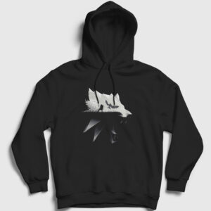 Wolf Dizi Witcher Kapşonlu Sweatshirt siyah