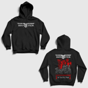 Worcester Muzik Rammstein Sırt Baskılı Kapşonlu Sweatshirt siyah