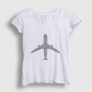 Words Pilot Airplane Uçak Kadın Tişört beyaz