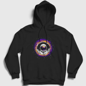Wormhole Astronaut Uzay Kapşonlu Sweatshirt siyah