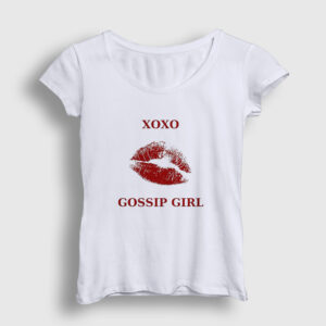 Xoxo Lips Dizi Gossip Girl Kadın Tişört beyaz