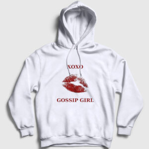 Xoxo Lips Dizi Gossip Girl Kapşonlu Sweatshirt beyaz