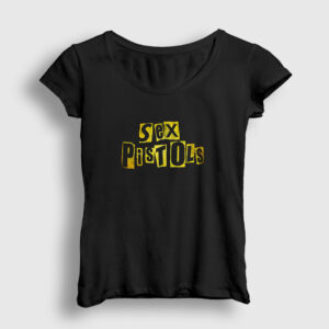 Yellow Logo Sex Pistols Kadın Tişört siyah