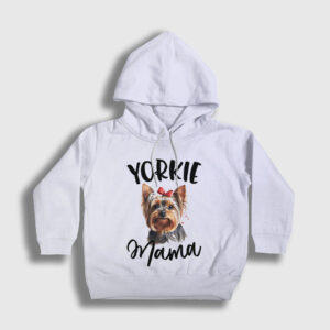 Yorkie Mama Mom Yorkshire Terrier Annesi Çocuk Kapşonlu Sweatshirt beyaz