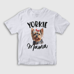 Yorkie Mama Mom Yorkshire Terrier Annesi Çocuk Tişört beyaz