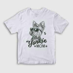 Yorkie Mom Mama Yorkshire Terrier Annesi Çocuk Tişört beyaz