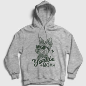 Yorkie Mom Mama Yorkshire Terrier Annesi Kapşonlu Sweatshirt gri kırçıllı