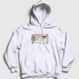 Zero Two Anime Darling In The Franxx Kapşonlu Sweatshirt beyaz