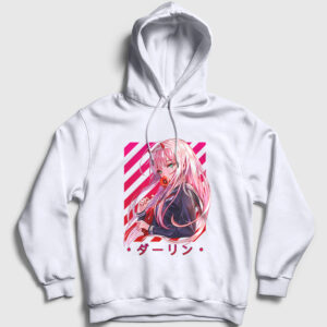 Zero Two V2 Darling In The Franxx Kapşonlu Sweatshirt beyaz